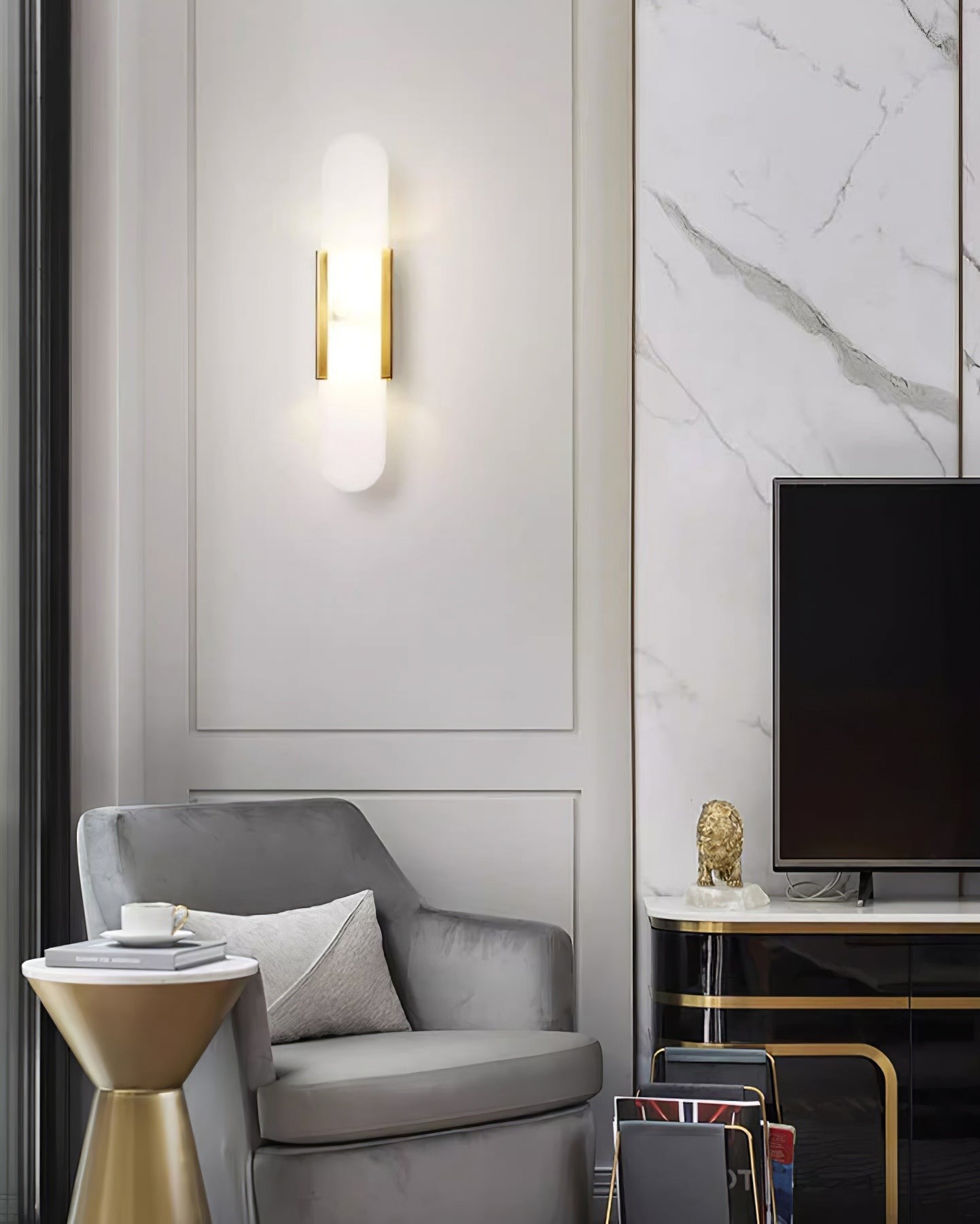 Melange Alabaster Wall Light, Bedroom Wall Sconce, detail 28