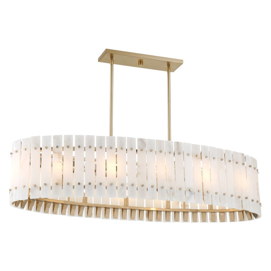 Bardon 12 Light 48" Wide Linear Alabaster Chandelier - Tianguang Alabaster Lighting