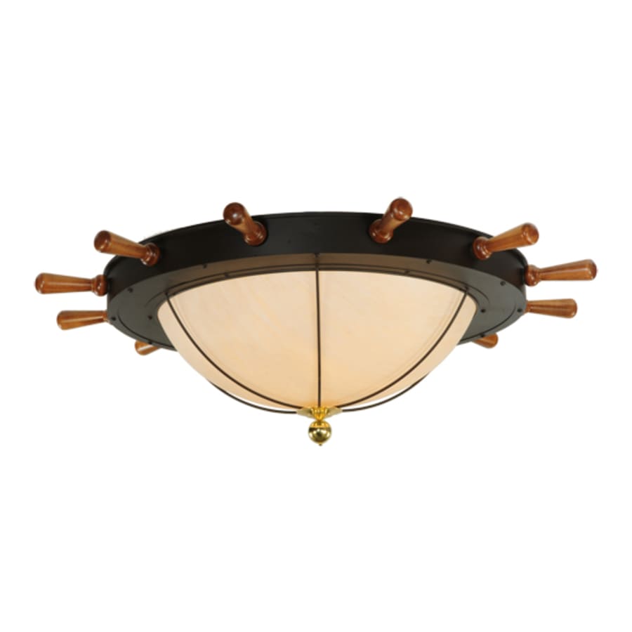 Nautical 12 Light 74" Wide Alabaster Flush Mount Bowl Ceiling Fixture - Oil Rubbed Bronze Finish - Tianguang Alabaster Lighting