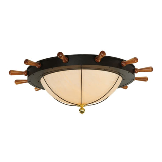 Nautical 12 Light 74" Wide Alabaster Flush Mount Bowl Ceiling Fixture - Oil Rubbed Bronze Finish - Tianguang Alabaster Lighting