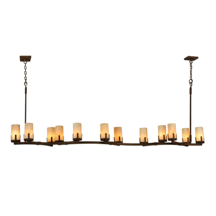 Cero 12 Light 96" Wide Pillar Candle Style Travertine Chandelier - Tianguang Alabaster Lighting