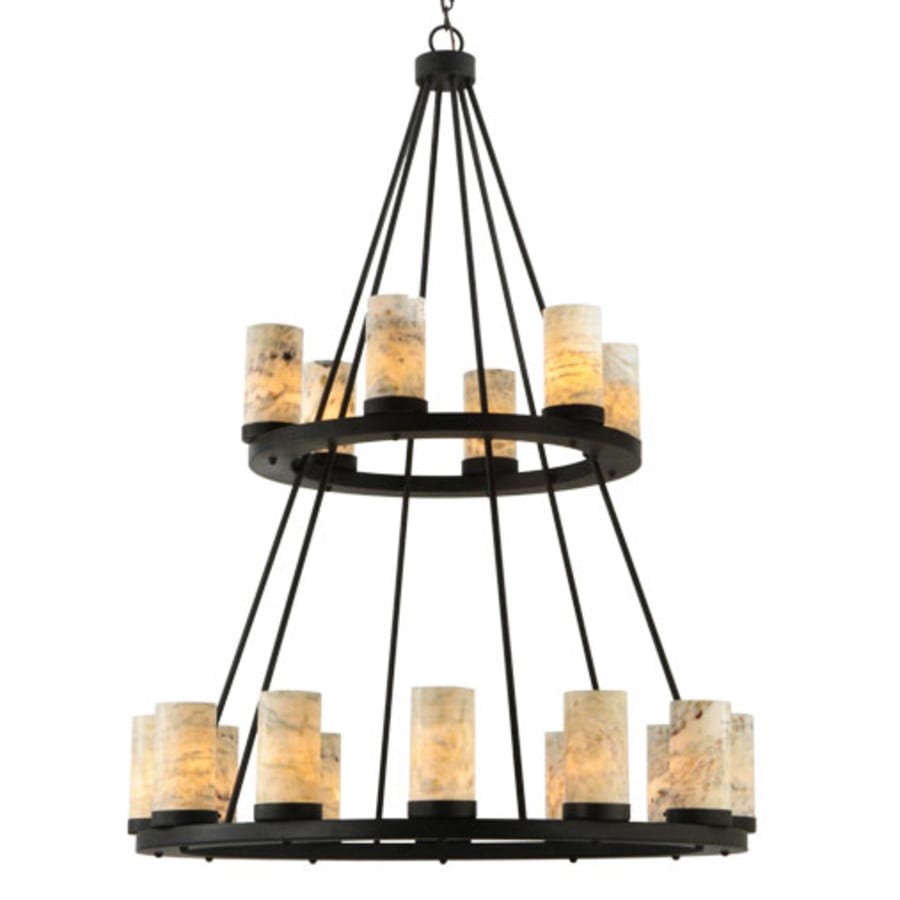 Loxley 18 Light 42" Wide Pillar Candle Style Natural Stone Chandelier - Tianguang Alabaster Lighting