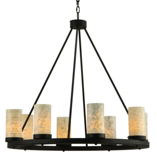 Loxley 8 Light 38" Wide Pillar Candle Style Natural Stone Chandelier - Tianguang Alabaster Lighting