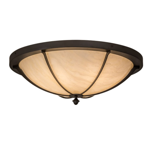 Dominga 6 Light 30" Wide Marble Flush Mount Bowl Ceiling Fixture - Oil Rubbed Bronze Finish - Tianguang Alabaster Lighting