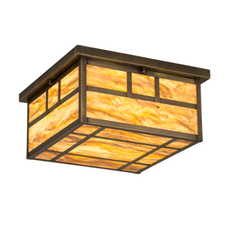 Hyde Park Double Bar Mission 4 Light 29" Wide Travertine Flush Mount Square Ceiling Fixture - Tianguang Alabaster Lighting