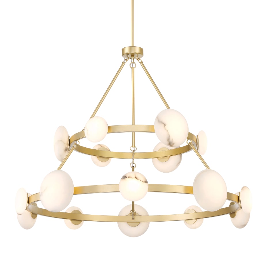 Zill 42" Wide Two Tiered LED Ring Alabaster Chandelier - Tianguang Alabaster Lighting
