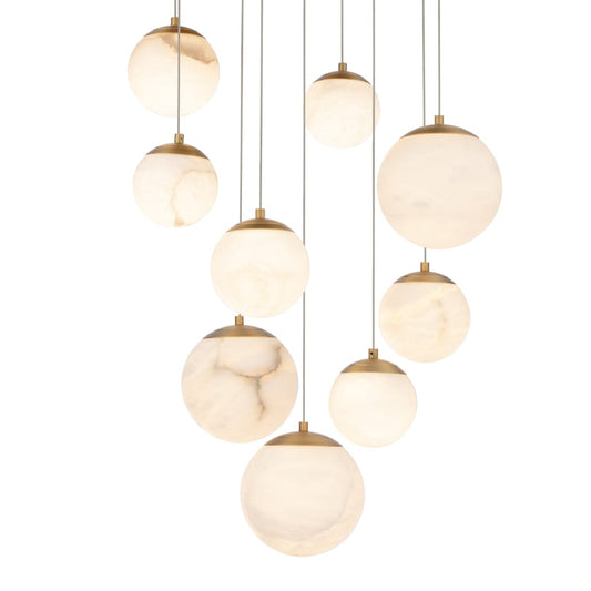 Pisces 9 Light 17" Wide LED Multi Light Alabaster Pendant - Tianguang Alabaster Lighting