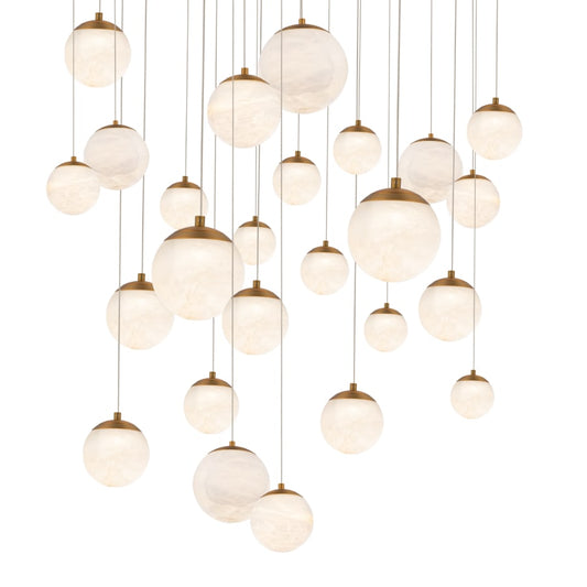 Pisces 25 Light 28" Wide LED Multi Light Alabaster Pendant - Tianguang Alabaster Lighting