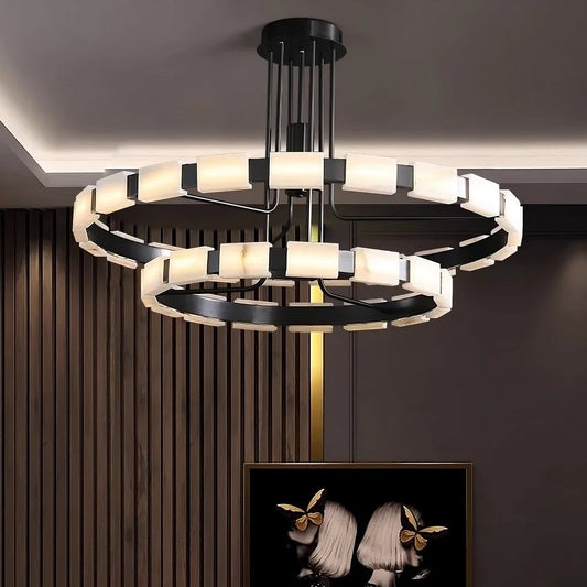 Villa Marble Mid-Century Modern Chandelier - Tianguang Alabaster Lighting