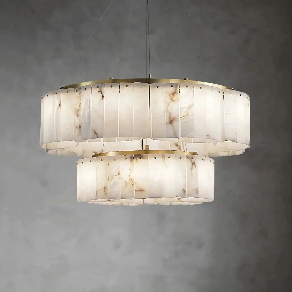 2-Tier Natural Marble Modern Chandelier - Tianguang Alabaster Lighting