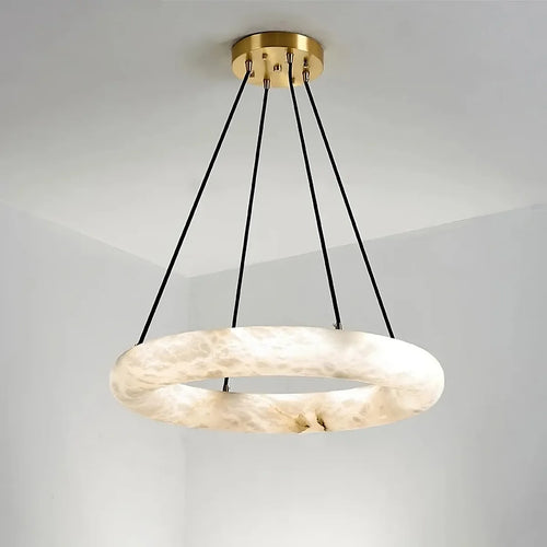 20" Natural Marble Wheel Chandelier - Tianguang Alabaster Lighting