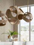 Landon Calcite Pendant, 2-Light, LED, Warm Brass, 29"H - Tianguang Alabaster Lighting