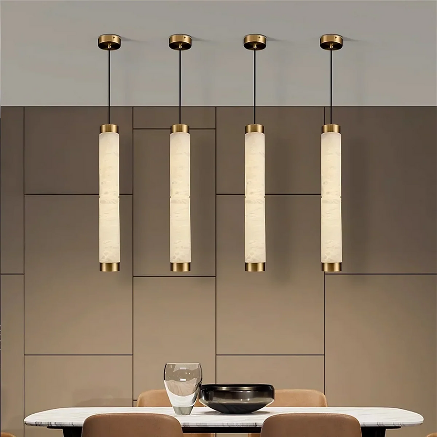 23" Natural Marble Pendant Light Chandelier | Tianguang Alabaster Lighting
