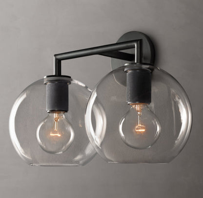 Utilitaire Globe Shade Double Wall Light, Bathroom Wall Sconce, detail 18
