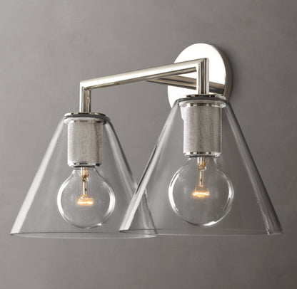Utilitaire Funnel Shade Double Wall Light, Bathroom Wall Sconce, detail 17