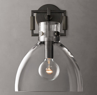 Machinist Glass Cloche Wall Light 10", Bathroom Wall Sconce, detail 8