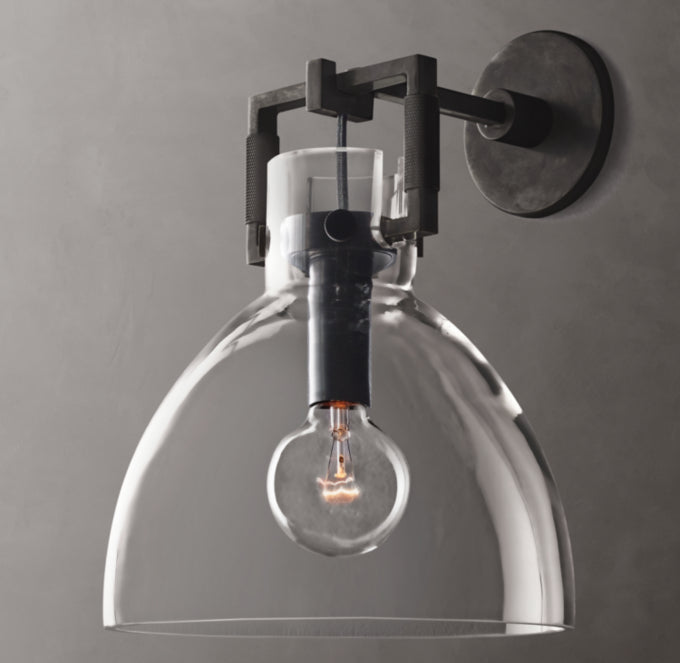 Machinist Glass Cloche Wall Light 10", Bathroom Wall Sconce, detail 16