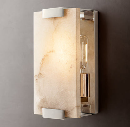 Hand-Carved Alabaster Wall Light, Bathroom Wall Sconce, detail 18