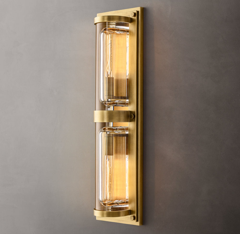Savile Circular Linear Sconce, Bathroom Wall Sconce, 4"D x 8"H