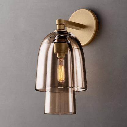 Blom Amber Glass Flute Wall Light, Bathroom Wall Sconce, Dimensions Overall: 5"