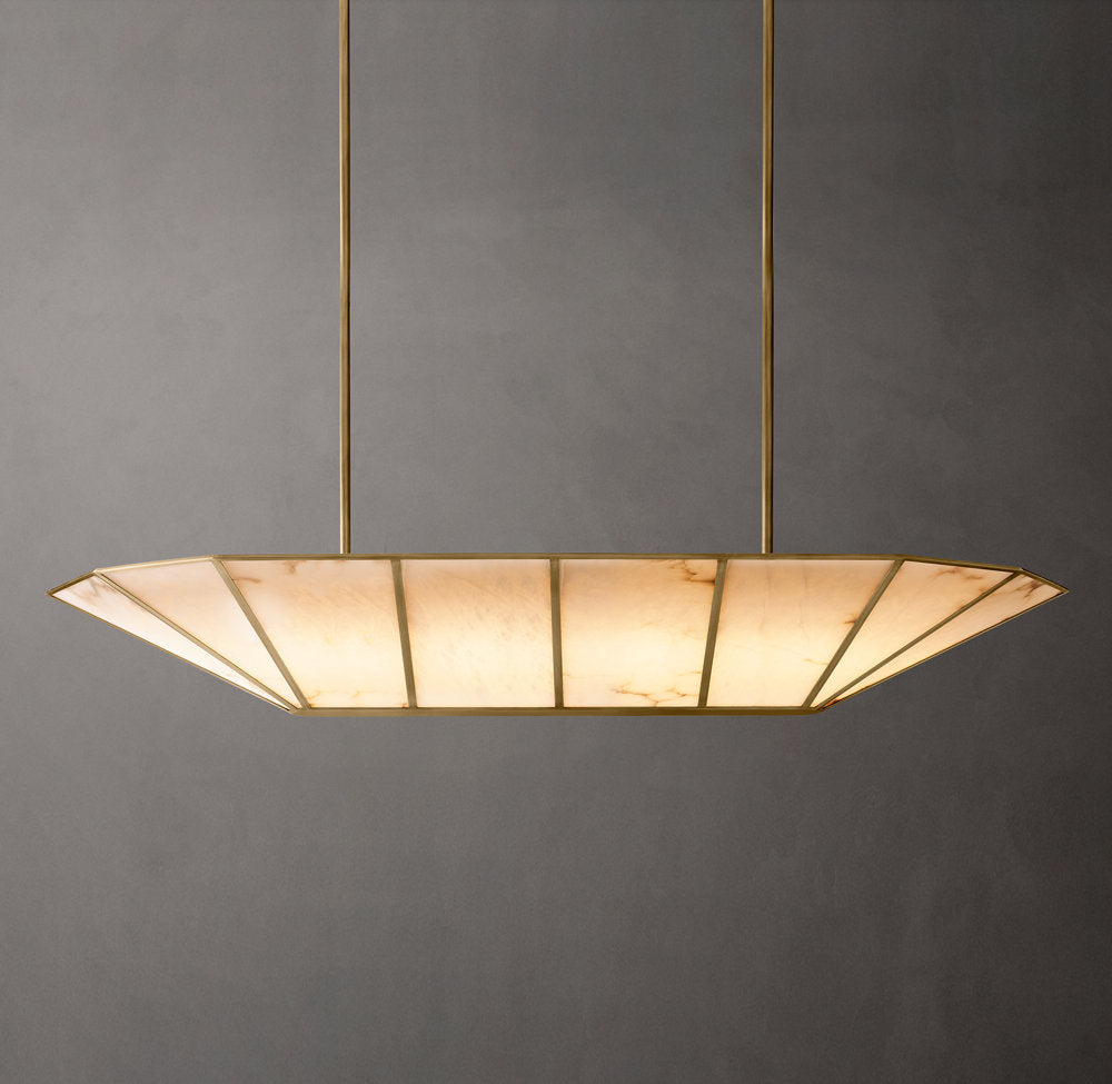 Lucette Linear Alabaster Chandelier 52" - Tianguang Alabaster Lighting