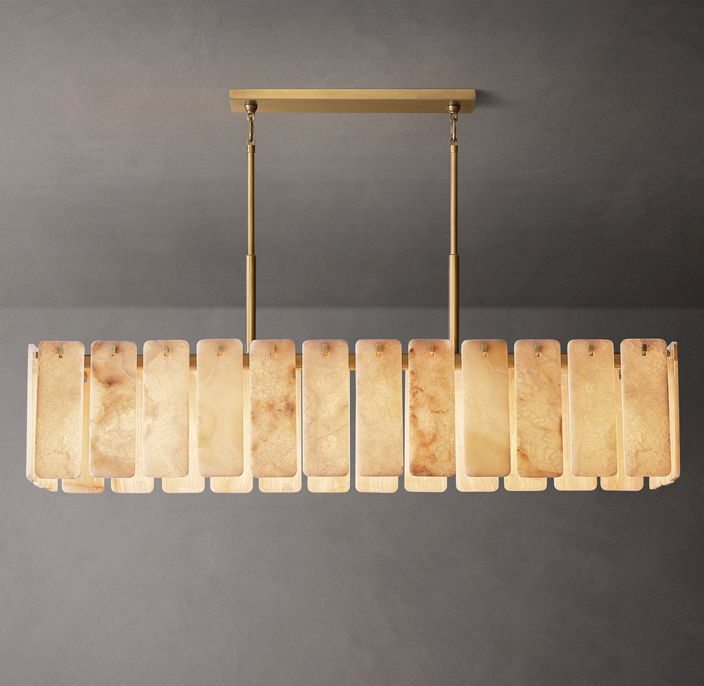 Calamette Onyx Rectangular Chandelier 74" - Tianguang Alabaster Lighting