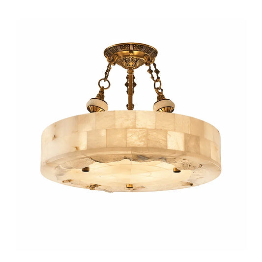 Round Aurevia Alabaster Ceiling Light - Tianguang Alabaster Lighting