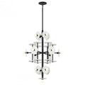 Amani Chandelier, 15-Light, Black Cashmere, Alabaster Shade, 30"W - Tianguang Alabaster Lighting