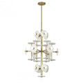 Amani Chandelier, 15-Light, Royal Gold, Alabaster Shade, 30"W - Tianguang Alabaster Lighting