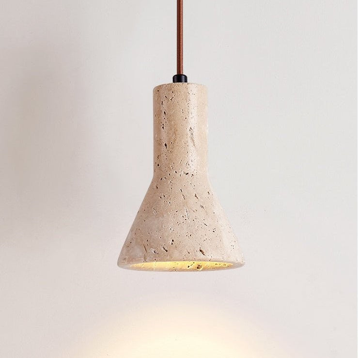 Travira Stone Funnel Travertine Pendant - Tianguang Alabaster Lighting