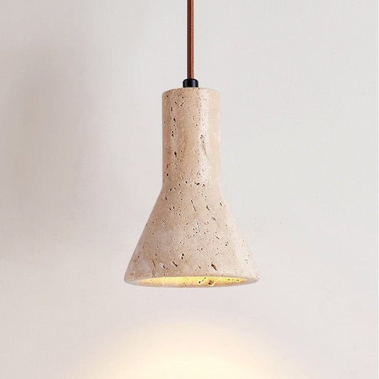 Travira Stone Funnel Travertine Pendant - Tianguang Alabaster Lighting