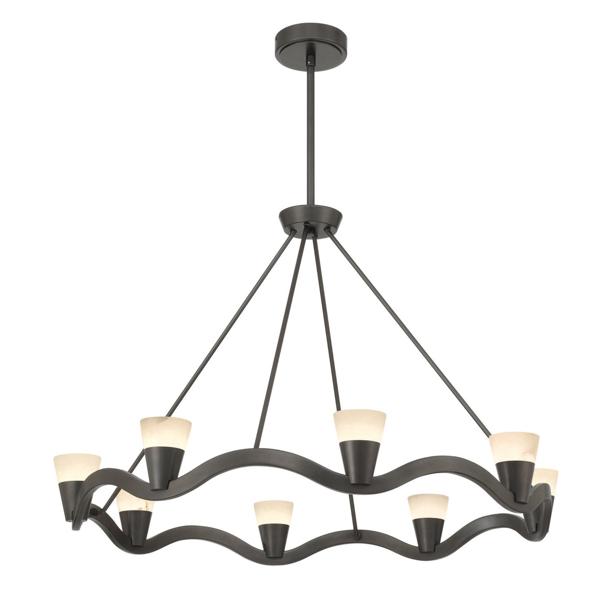 Vance 39'' Integrated LED Bronze Noir Alabaster Chandelier Bronze 39"W x 26"H x 39"D - Tianguang Alabaster Lighting
