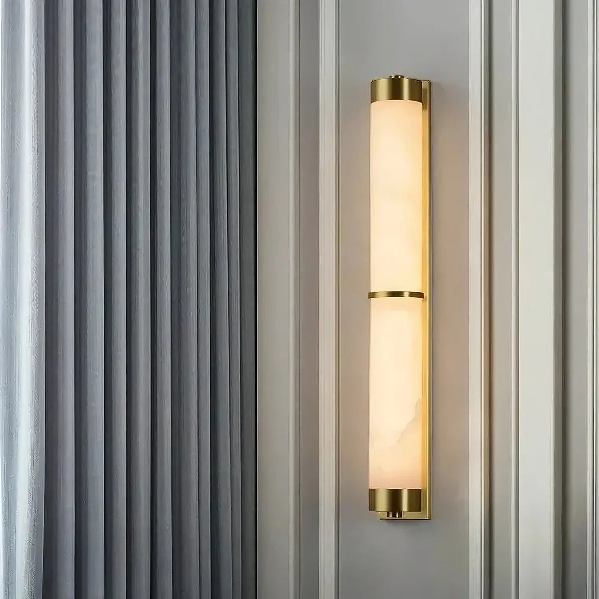 23" Natural Marble & Brass Wall Light - Tianguang Alabaster Lighting