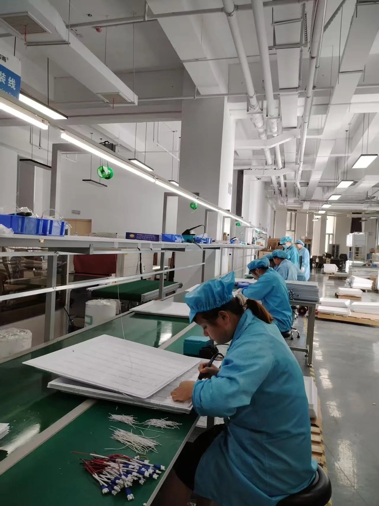 Tianguang Alabaster Lighting wiring and assembly check during production